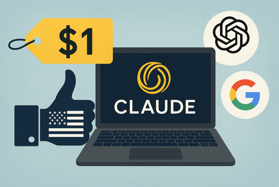 Claude à 1$ pour l'État américain: le coup de force d'Anthropic qui redéfinit la distribution des LLM (et la concurrence OpenAI/Google)